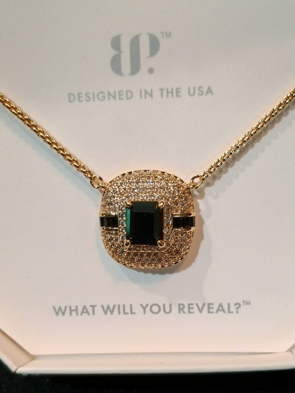 Gold Necklace with Black Onyx Center Stone - Designed in the USA